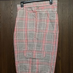 Plaid Long Cargo Shorts